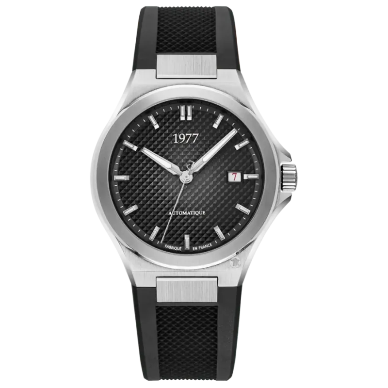 1977 ARSENE Automatik, 41 mm, Zifferblatt Schwarz, Kautschukband FKM Schwarz, Herrenuhr 1977P02133